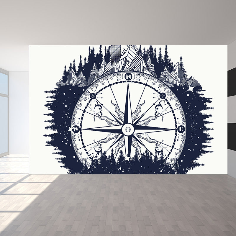 Kids Cosmos Spaceship Wall Mural Soft Color Waterproofing Wall Art for Boys Room Clearhalo 'Wall Decor' 'Wall Mural' 1896854