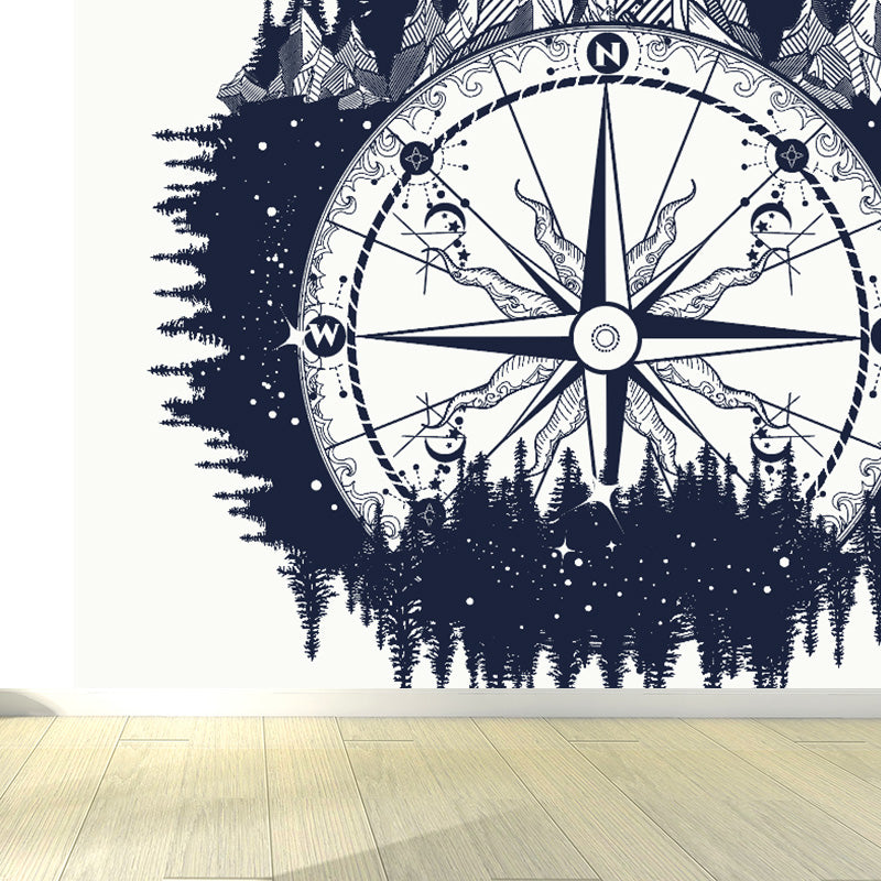 Kids Cosmos Spaceship Wall Mural Soft Color Waterproofing Wall Art for Boys Room Clearhalo 'Wall Decor' 'Wall Mural' 1896855