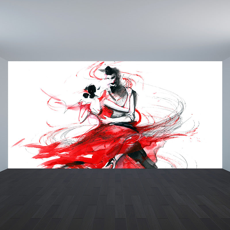 Illustration Woman Model Wall Mural Decal for Girls Bedroom, Light Color, Custom Made Clearhalo 'Wall Decor' 'Wall Mural' 1896904