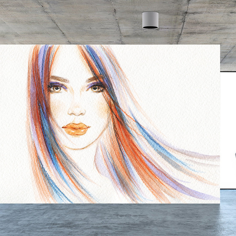 Cool Woman Mural Wallpaper House Interior Figure Drawing Wall Art, Made to Measure Clearhalo 'Wall Decor' 'Wall Mural' 1896934