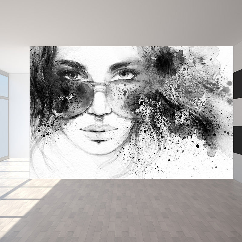 Cool Woman Mural Wallpaper House Interior Figure Drawing Wall Art, Made to Measure Clearhalo 'Wall Decor' 'Wall Mural' 1896939