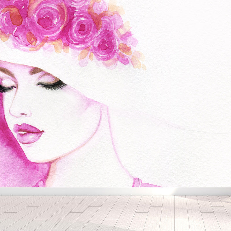 Cool Woman Mural Wallpaper House Interior Figure Drawing Wall Art, Made to Measure Clearhalo 'Wall Decor' 'Wall Mural' 1896945