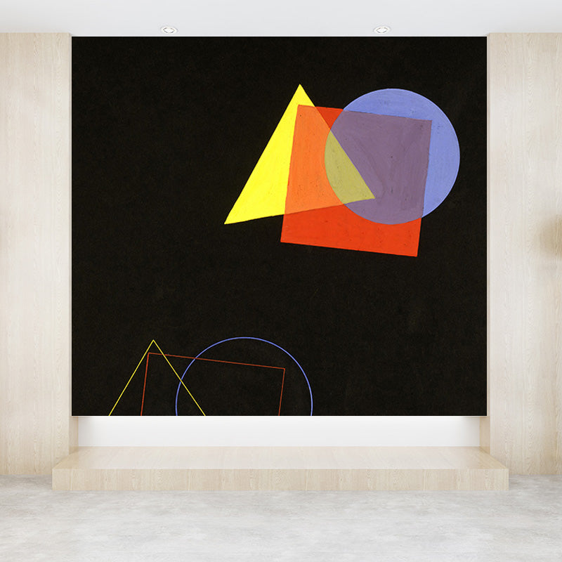 Modern Art Geometric Mural Decal Multicolored Dorm Room Wall Covering, Stain-Proof Black Clearhalo 'Wall Decor' 'Wall Mural' 1896978