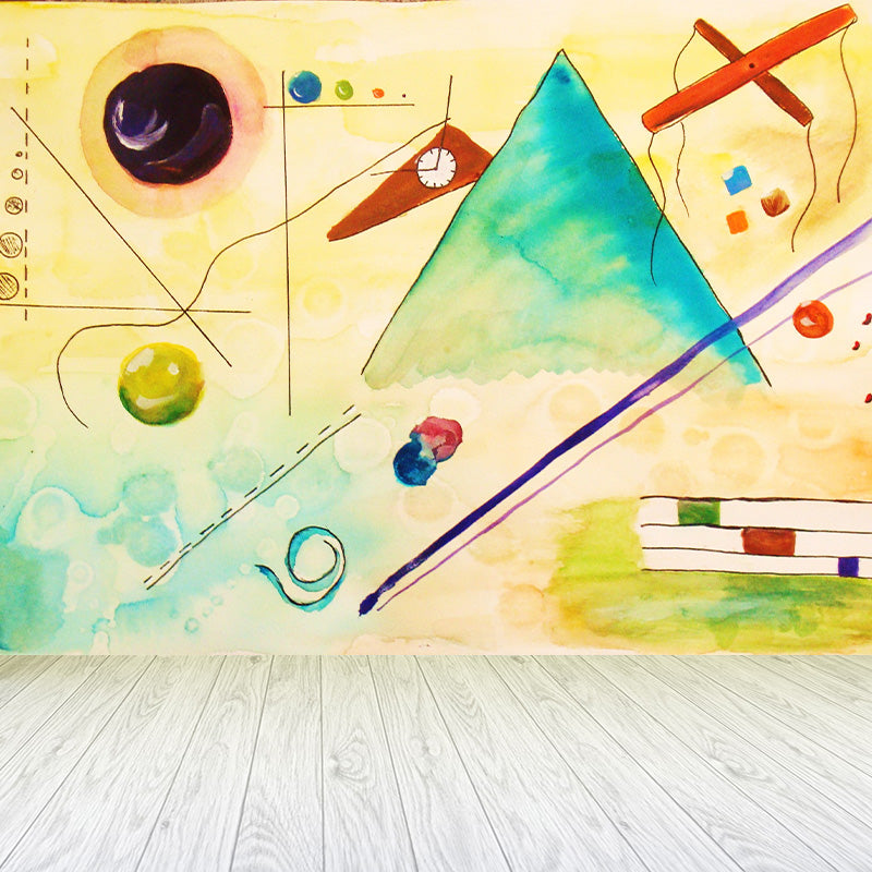 Contemporary Kandinsky Painting Mural Pastel Color Abstract Wall Art for Family Room Light Yellow Clearhalo 'Wall Decor' 'Wall Mural' 1897028