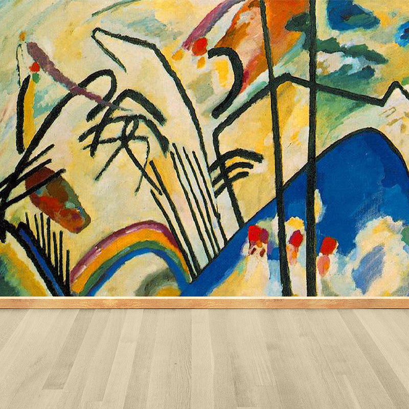 Contemporary Kandinsky Painting Mural Pastel Color Abstract Wall Art for Family Room Clearhalo 'Wall Decor' 'Wall Mural' 1897034