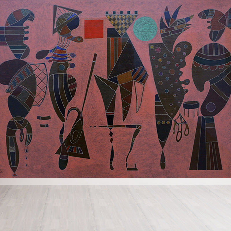 Contemporary Kandinsky Painting Mural Pastel Color Abstract Wall Art for Family Room Light Red Clearhalo 'Wall Decor' 'Wall Mural' 1897043