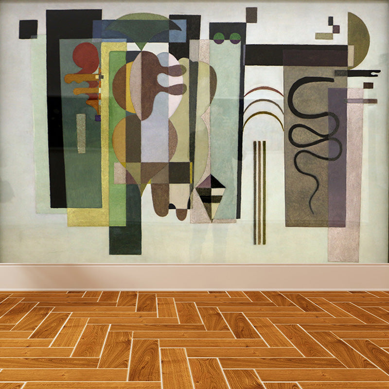 Contemporary Kandinsky Painting Mural Pastel Color Abstract Wall Art for Family Room Grey Clearhalo 'Wall Decor' 'Wall Mural' 1897048