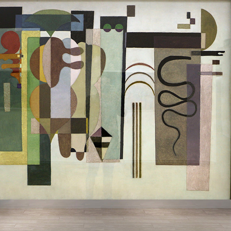 Contemporary Kandinsky Painting Mural Pastel Color Abstract Wall Art for Family Room Clearhalo 'Wall Decor' 'Wall Mural' 1897049