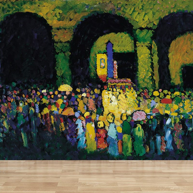 Multicolored Artistic Wall Mural Whole Kandinsky Figure Drawing Wall Covering for Home Dark Green Clearhalo 'Wall Decor' 'Wall Mural' 1897053