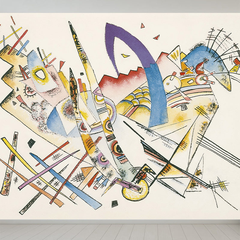 Multicolored Artistic Wall Mural Whole Kandinsky Figure Drawing Wall Covering for Home Light Yellow Clearhalo 'Wall Decor' 'Wall Mural' 1897058