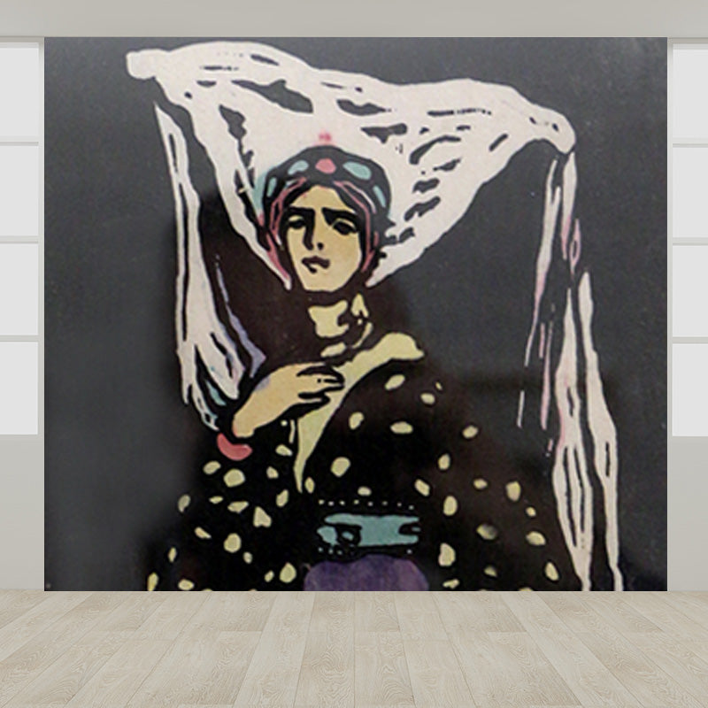 Illustration Abstract Wallpaper Mural Full Size Wall Art for Hallway, Made to Measure Black Clearhalo 'Wall Decor' 'Wall Mural' 1897088