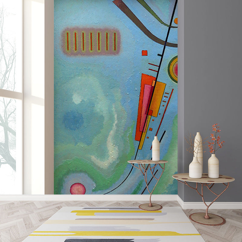 Illustration Abstract Wallpaper Mural Full Size Wall Art for Hallway, Made to Measure Light Blue Clearhalo 'Wall Decor' 'Wall Mural' 1897093