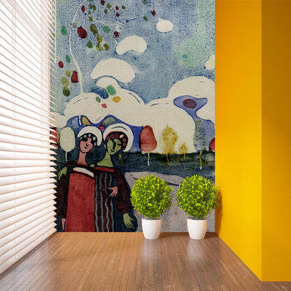 Illustration Abstract Wallpaper Mural Full Size Wall Art for Hallway, Made to Measure Grey Clearhalo 'Wall Decor' 'Wall Mural' 1897098