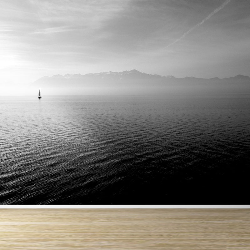 Scenery Print Mural Wallpaper Soft Color Contemporary Wall Decor for House Interior Grey Clearhalo 'Wall Decor' 'Wall Mural' 1897123