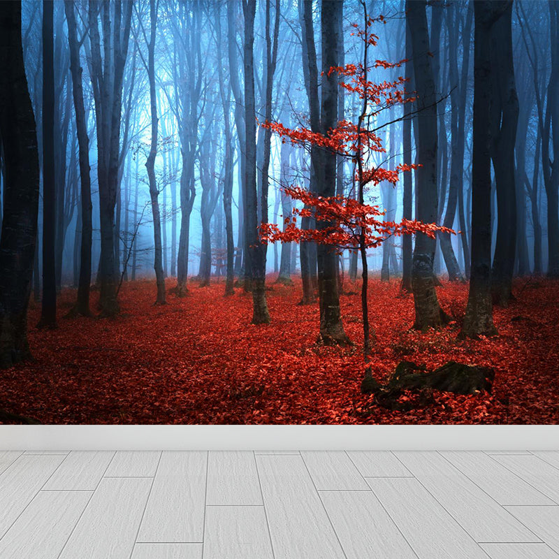 Light Color Misty Landscape Mural Moisture Resistant Modern Style Bedroom Wall Art Red Clearhalo 'Wall Decor' 'Wall Mural' 1897153