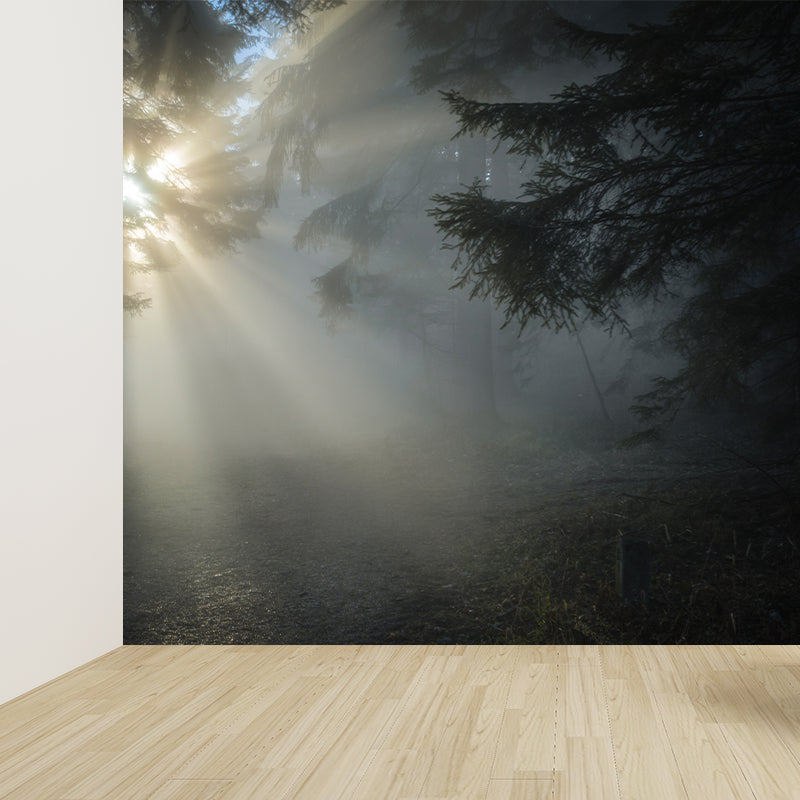 Light Color Misty Landscape Mural Moisture Resistant Modern Style Bedroom Wall Art Clearhalo 'Wall Decor' 'Wall Mural' 1897159