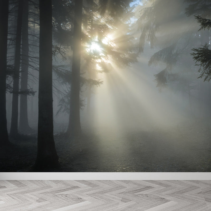 Light Color Misty Landscape Mural Moisture Resistant Modern Style Bedroom Wall Art Clearhalo 'Wall Decor' 'Wall Mural' 1897160