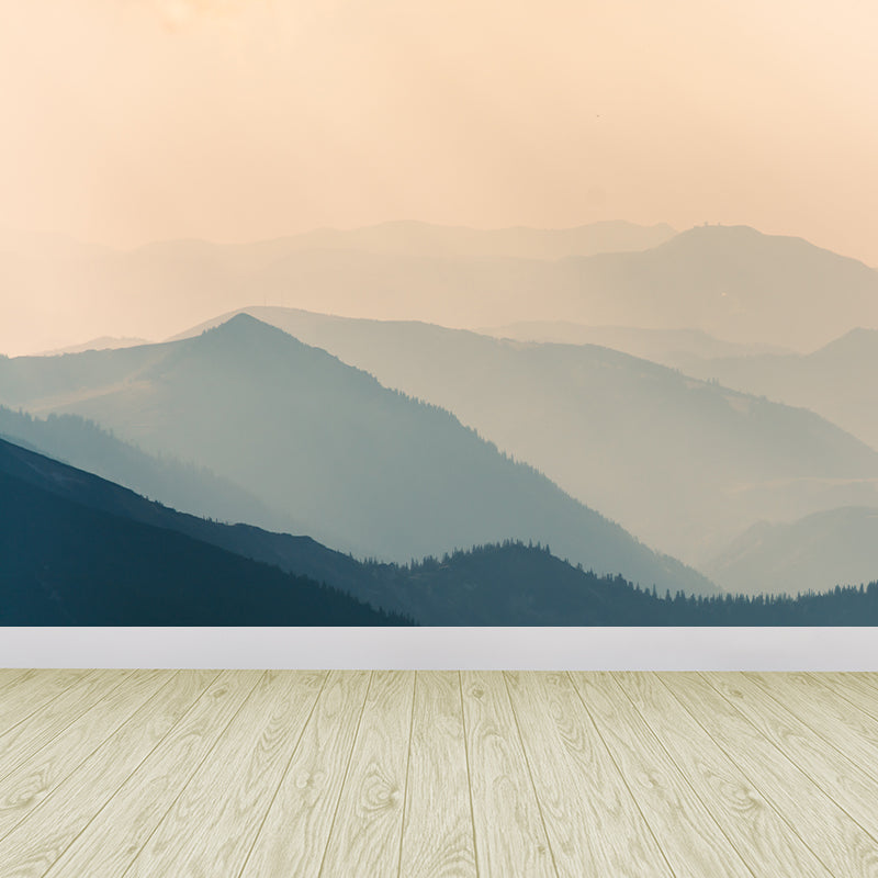 Light Color Misty Landscape Mural Moisture Resistant Modern Style Bedroom Wall Art Clearhalo 'Wall Decor' 'Wall Mural' 1897165