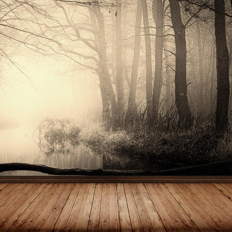 Light Color Misty Landscape Mural Moisture Resistant Modern Style Bedroom Wall Art Clearhalo 'Wall Decor' 'Wall Mural' 1897174