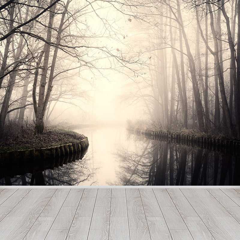 Photographic Print Cloud Forest Mural for Living Room, Dark Color, Customized Size Brown Clearhalo 'Wall Decor' 'Wall Mural' 1897178