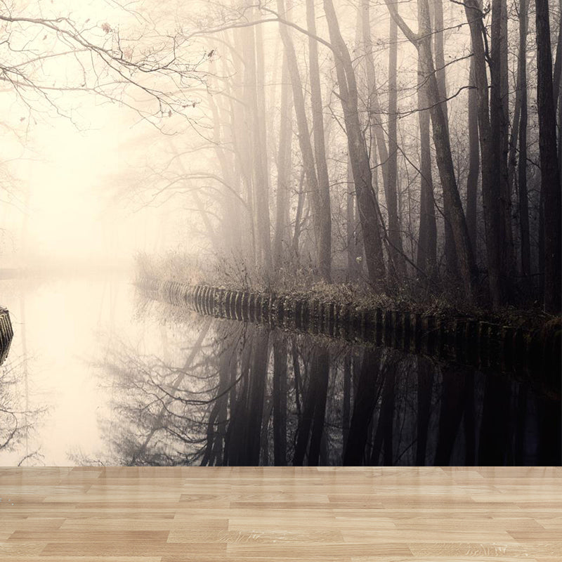 Photographic Print Cloud Forest Mural for Living Room, Dark Color, Customized Size Clearhalo 'Wall Decor' 'Wall Mural' 1897179