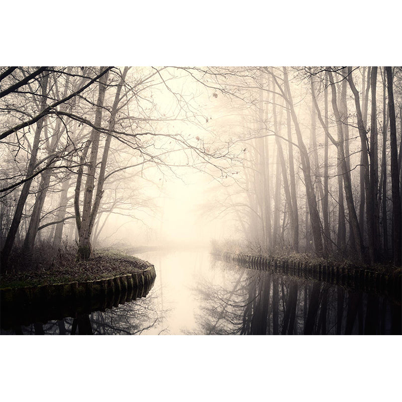 Photographic Print Cloud Forest Mural for Living Room, Dark Color, Customized Size Clearhalo 'Wall Decor' 'Wall Mural' 1897181