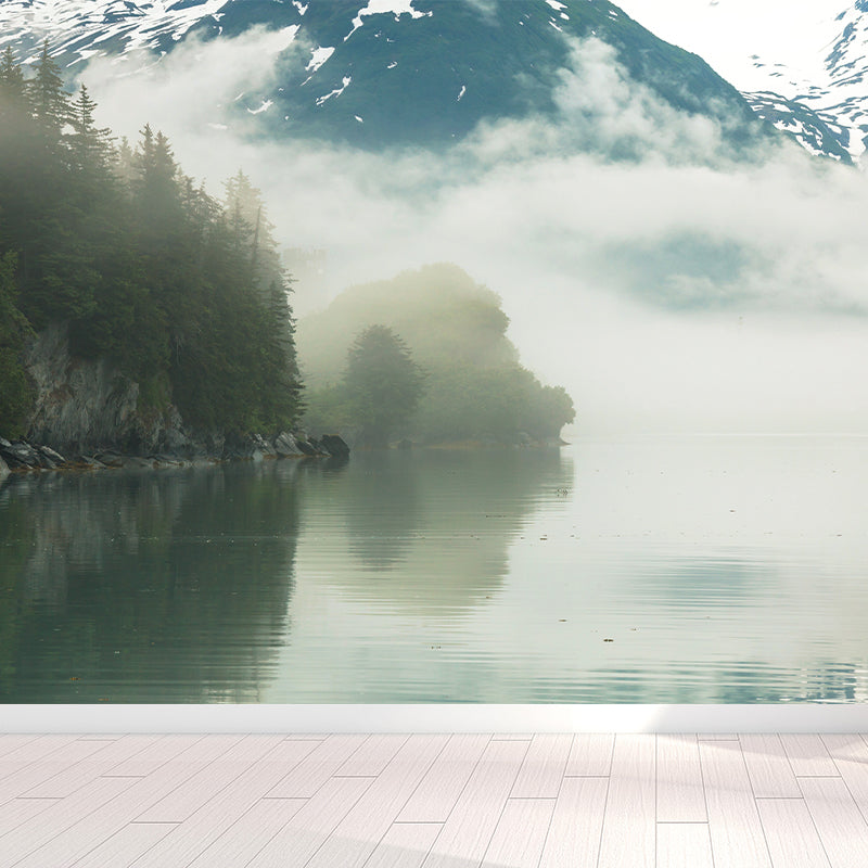 Photographic Print Cloud Forest Mural for Living Room, Dark Color, Customized Size Grey Clearhalo 'Wall Decor' 'Wall Mural' 1897193