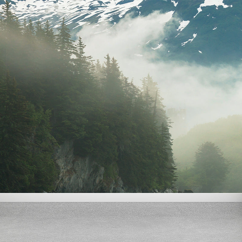 Photographic Print Cloud Forest Mural for Living Room, Dark Color, Customized Size Clearhalo 'Wall Decor' 'Wall Mural' 1897195