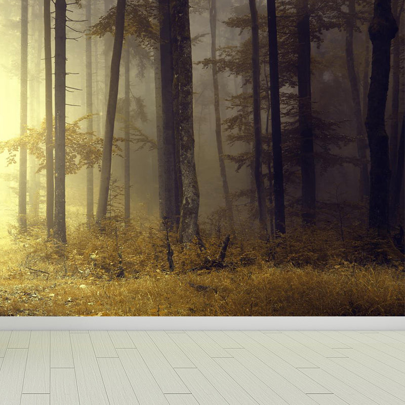 Misty Forest Scenery Wall Mural Modern Non-Woven Wall Decor in Soft Color for Home Clearhalo 'Wall Decor' 'Wall Mural' 1897204