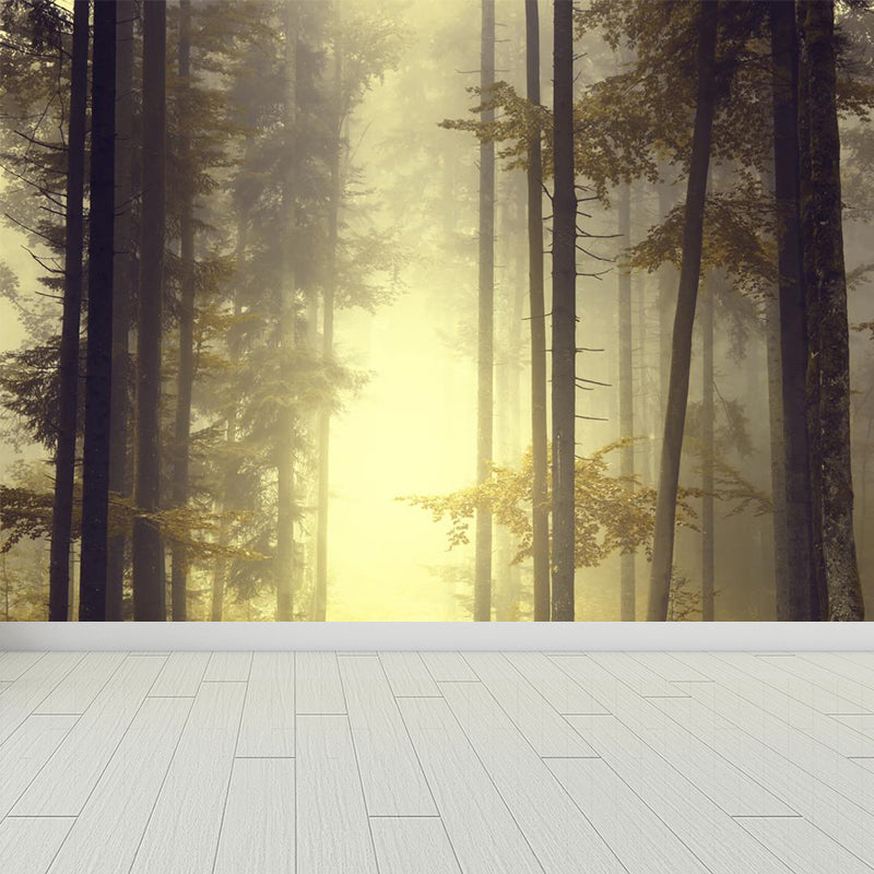 Misty Forest Scenery Wall Mural Modern Non-Woven Wall Decor in Soft Color for Home Clearhalo 'Wall Decor' 'Wall Mural' 1897205