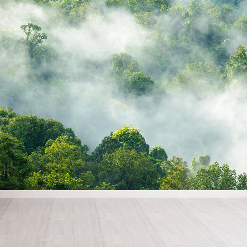 Misty Forest Scenery Wall Mural Modern Non-Woven Wall Decor in Soft Color for Home Clearhalo 'Wall Decor' 'Wall Mural' 1897214