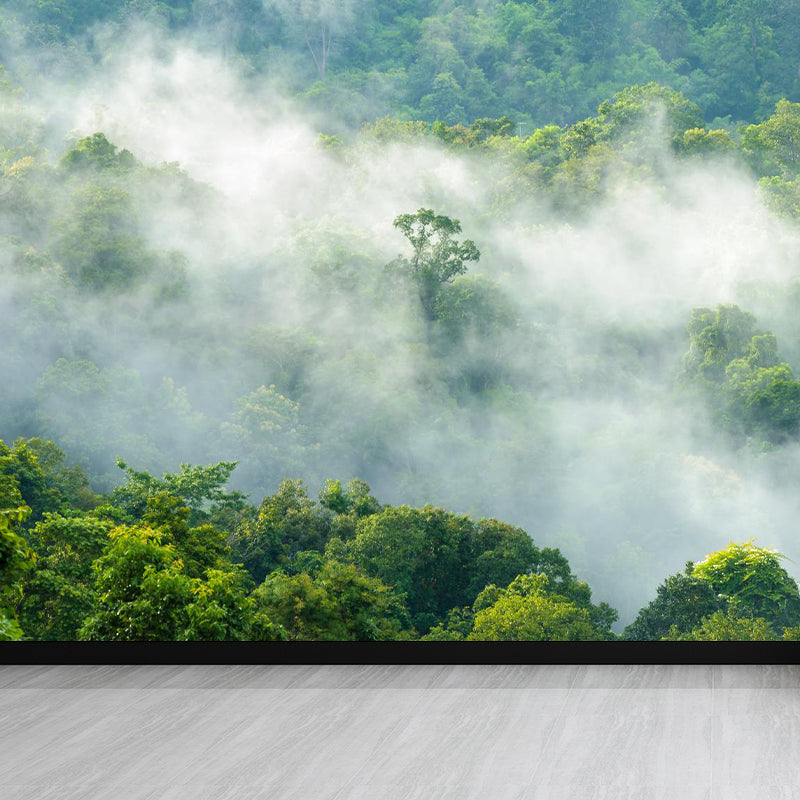 Misty Forest Scenery Wall Mural Modern Non-Woven Wall Decor in Soft Color for Home Clearhalo 'Wall Decor' 'Wall Mural' 1897215