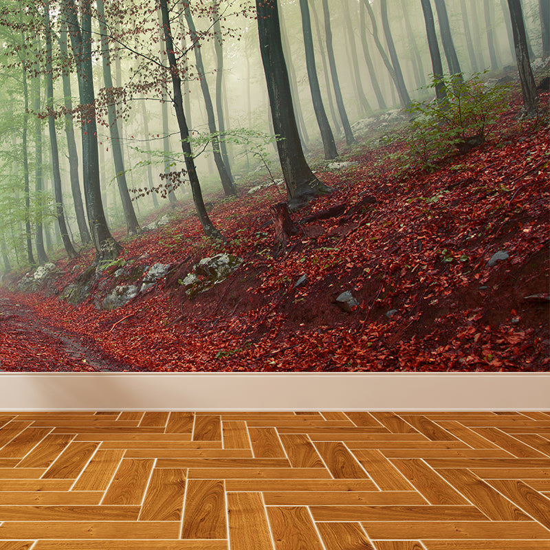 Misty Forest Scenery Wall Mural Modern Non-Woven Wall Decor in Soft Color for Home Clearhalo 'Wall Decor' 'Wall Mural' 1897219