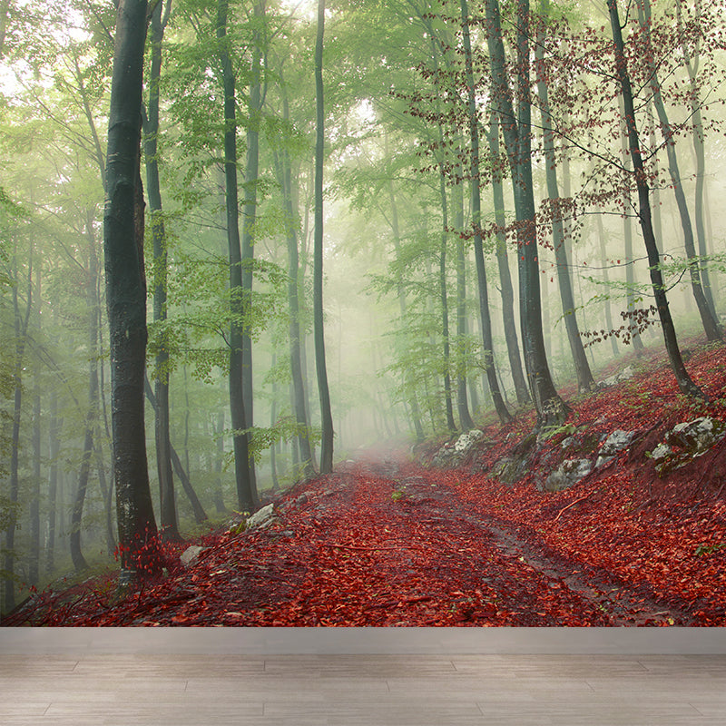 Misty Forest Scenery Wall Mural Modern Non-Woven Wall Decor in Soft Color for Home Clearhalo 'Wall Decor' 'Wall Mural' 1897220