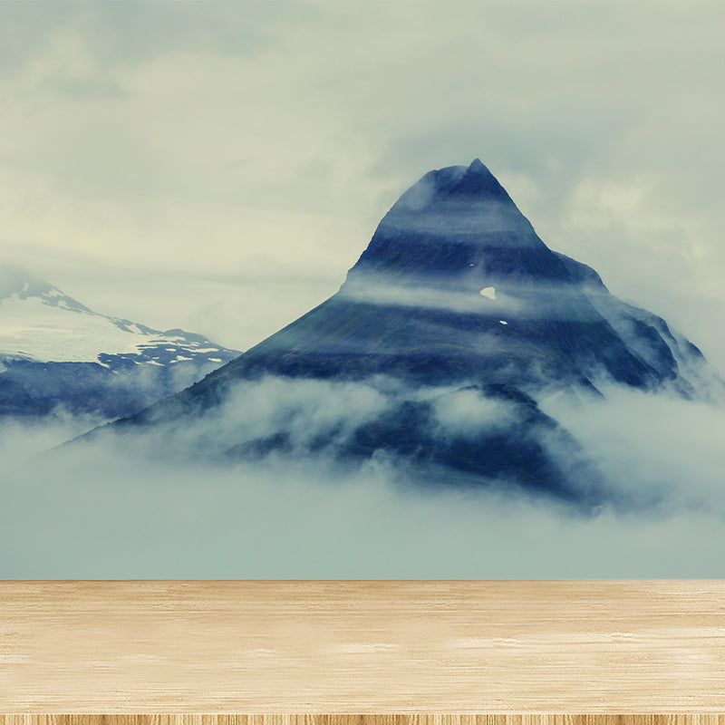 Misty Forest Scenery Wall Mural Modern Non-Woven Wall Decor in Soft Color for Home White Clearhalo 'Wall Decor' 'Wall Mural' 1897223