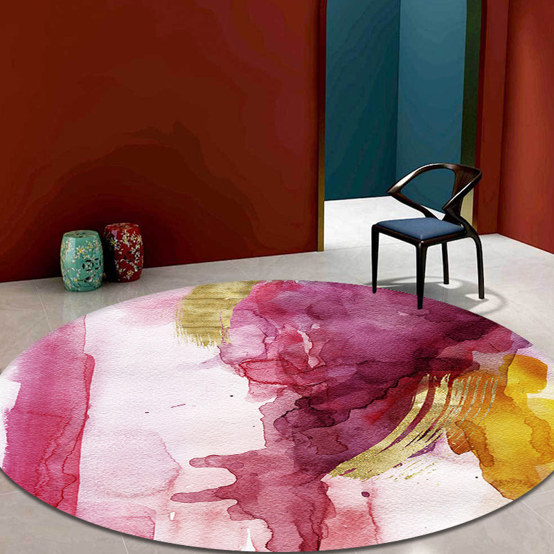 Modernist Study Rug Pink Watercolor Pattern Rug Polyester Washable Non-Slip Pet Friendly Area Rug Pink Clearhalo 'Area Rug' 'Rug' 1897228