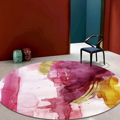 Modernist Study Rug Pink Watercolor Pattern Rug Polyester Washable Non-Slip Pet Friendly Area Rug Pink Clearhalo 'Area Rug' 'Rug' 1897228