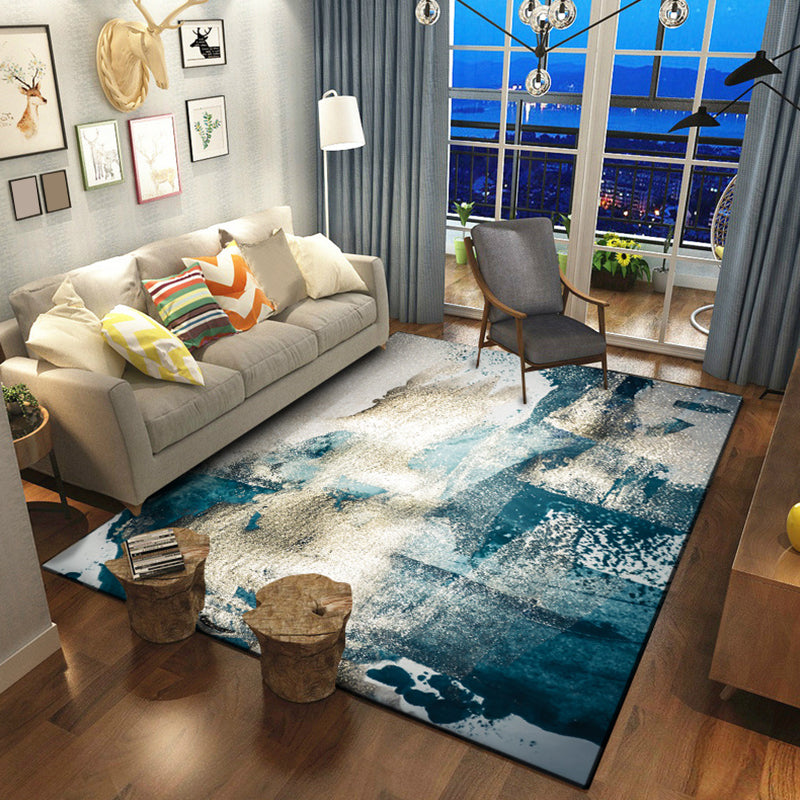 Minimalist Abstract Star Pattern Rug Blue Polyester Carpet Anti-Slip Pet Friendly Washable Indoor Rug for Decoration Blue Clearhalo 'Area Rug' 'Rug' 1897269