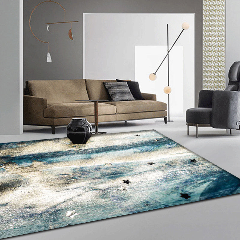 Minimalist Abstract Star Pattern Rug Blue Polyester Carpet Anti-Slip Pet Friendly Washable Indoor Rug for Decoration Sky Blue Clearhalo 'Area Rug' 'Rug' 1897280