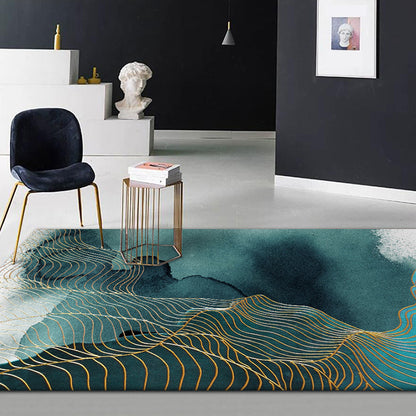 Creative Green Industrial Rug Polyester Abstract Swirl Striped Pattern Carpet Washable Non-Slip Backing Pet Friendly Rug for Decoration Green Clearhalo 'Area Rug' 'Rug' 1897291