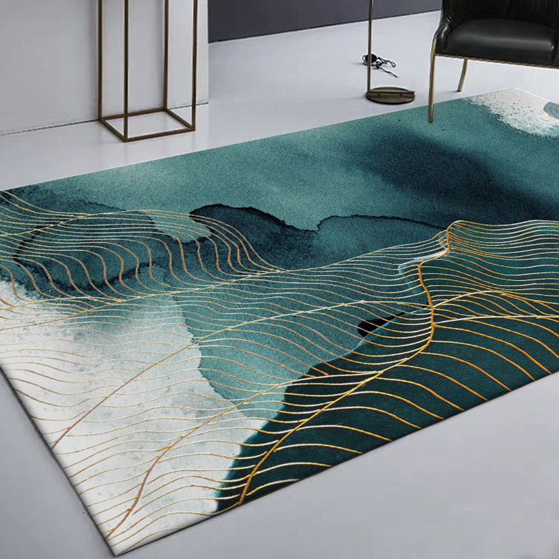Creative Green Industrial Rug Polyester Abstract Swirl Striped Pattern Carpet Washable Non-Slip Backing Pet Friendly Rug for Decoration Clearhalo 'Area Rug' 'Rug' 1897292