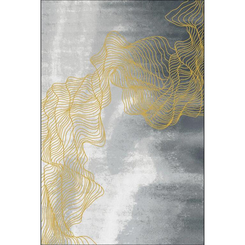 Grey Modernist Rug Polyester Swirl Stripe Pattern Rug Pet Friendly Washable Non-Slip Area Rug for Bedroom Clearhalo 'Area Rug' 'Rug' 1897315