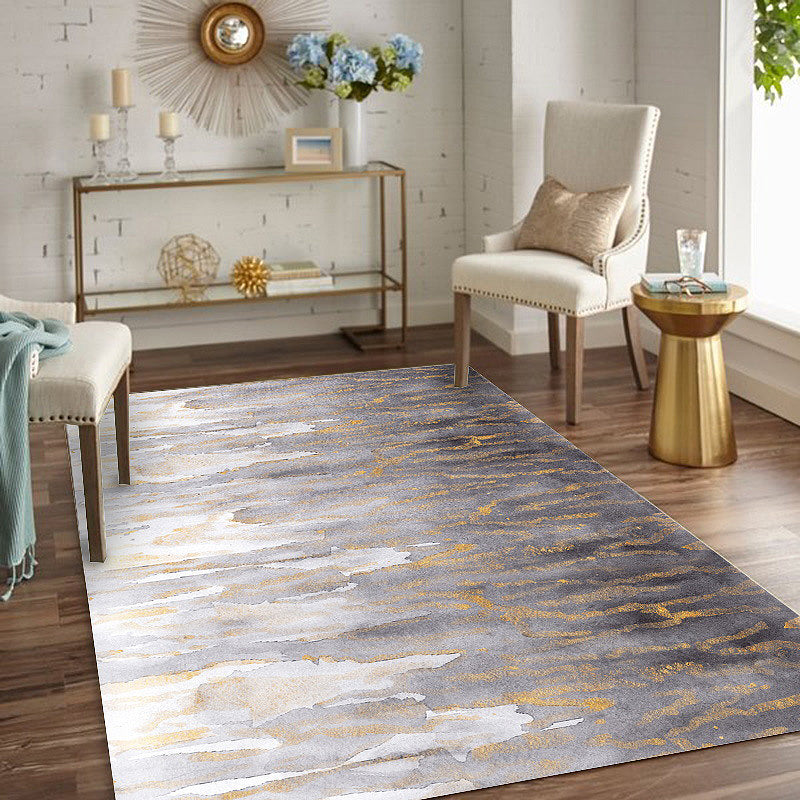 Grey Bedroom Rug Modernism Abstract Rug Polyester Machine Washable Non-Slip Backing Area Carpet Clearhalo 'Area Rug' 'Rug' 1897322