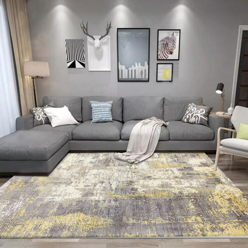 Industrial Living Room Rug Abstract Rug Polyester Washable Non-Slip Pet Friendly Area Rug Yellow Clearhalo 'Area Rug' 'Rug' 1897340