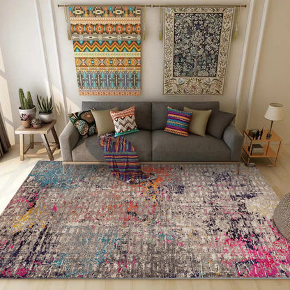 Unique Multicolor Industrial Rug Polyester Abstract Carpet Washable Non-Slip Backing Pet Friendly Rug for Decoration Grey Clearhalo 'Area Rug' 'Rug' 1897353