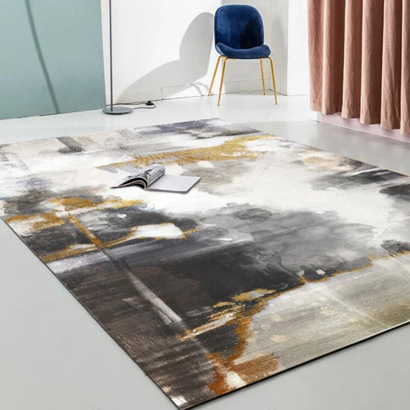 Funky Abstract Watercolor Pattern Rug Black Simplicity Rug Polyester Washable Non-Slip Pet Friendly Area Rug for Parlour Clearhalo 'Area Rug' 'Rug' 1897363