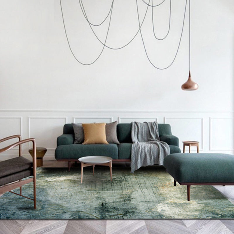 Green Modernism Rug Polyester Abstract Area Rug Pet Friendly Washable Non-Slip Area Rug for Bedroom Green Clearhalo 'Area Rug' 'Rug' 1897378