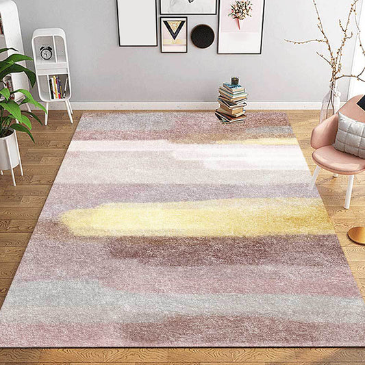 Minimalist Abstract Rug Pink Polyester Area Carpet Anti-Slip Pet Friendly Washable Rug for Decoration