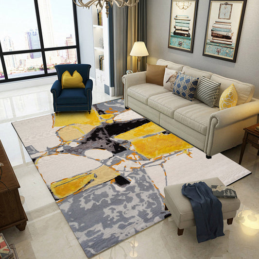 Yellow Abstract Area Rug Polyester Industrial Rug Washable Anti-Slip Backing Pet Friendly Indoor Rug for Decoration Clearhalo 'Area Rug' 'Modern' 'Rugs' Rug' 1897419