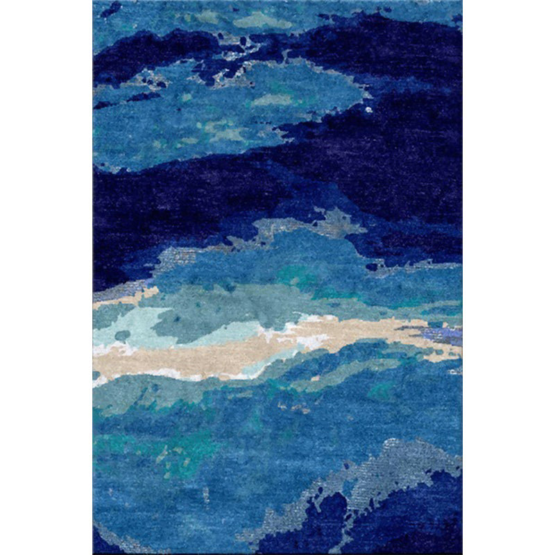 Contemporary Sitting Room Rug Blue Abstract Rug Polyester Washable Non-Slip Pet Friendly Area Rug Clearhalo 'Area Rug' 'Rug' 1897444